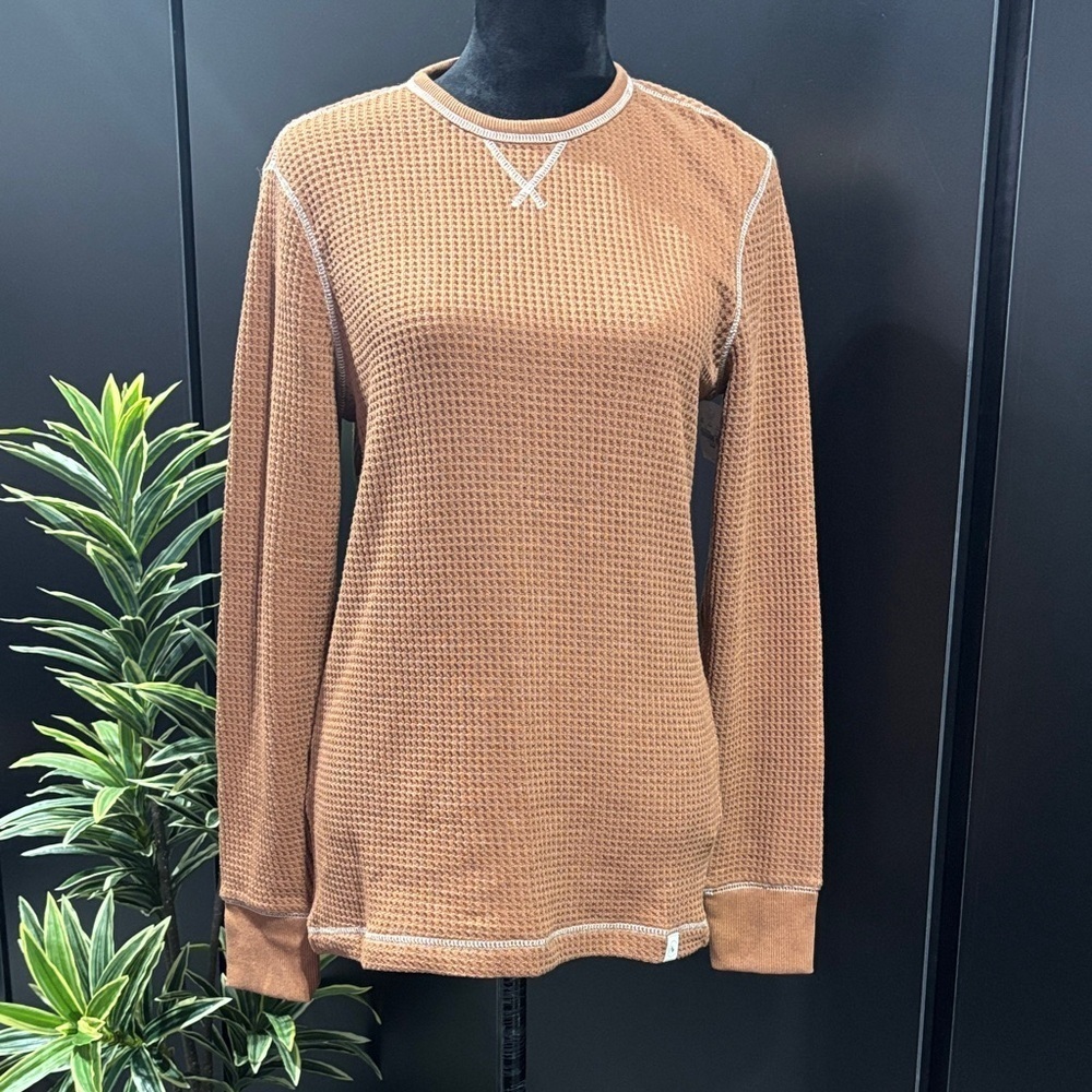 UpWest Waffle Knit Thermal,round neck,exposed seam,fitted cuffs,long sleeve,warm